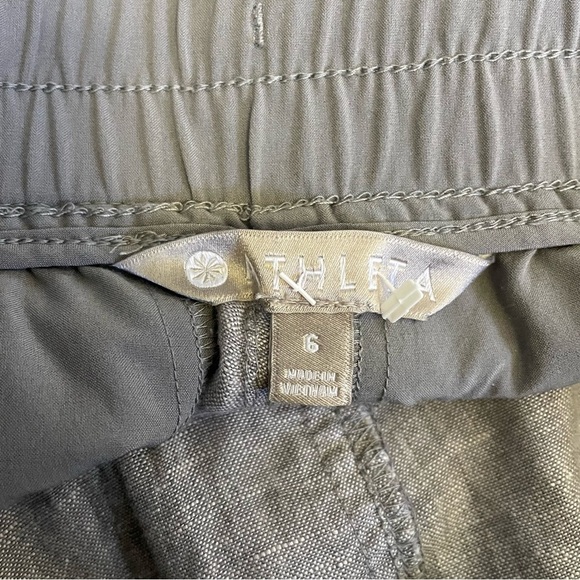 Athleta Women’s 6 Pull On Elastic Waist Gray Linen Wide Leg Pants Comfort Travel - Picture 6 of 12